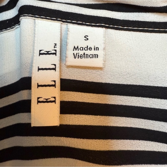 Elle Black and White Striped Long Sleeve Tunic with Tie Details on Cuffs - Picture 4 of 4